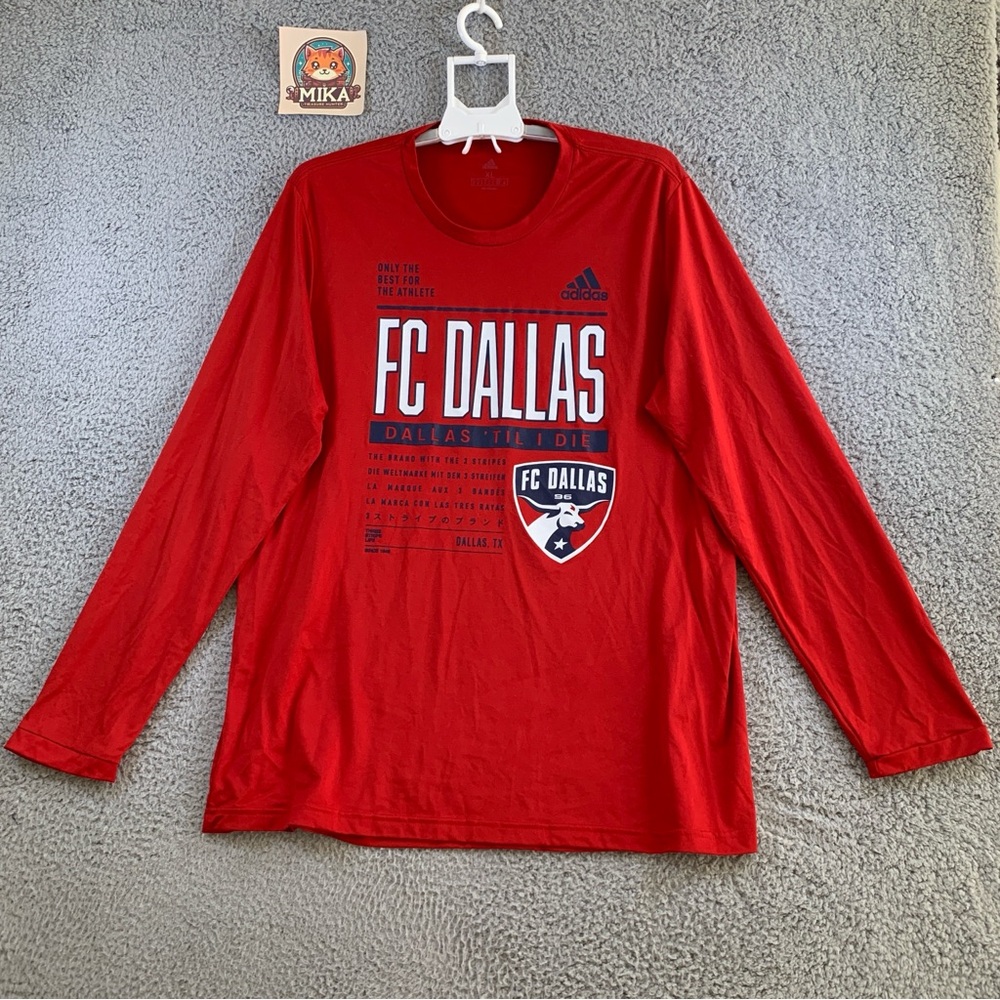 Adidas T-Shirt Men's FC Dallas‎ Long Sleeve Pullover Red Size XL